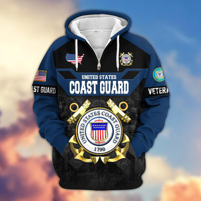 Premium US Veterans Zip Hoodie, Gifts For US Veterans, Gifts On Father's Day, Veterans Day.