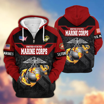 Premium US Veterans Zip Hoodie, Gifts For US Veterans, Gifts On Father's Day, Veterans Day.