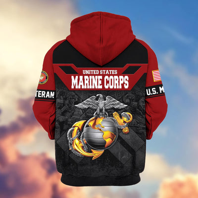 Premium US Veterans Zip Hoodie, Gifts For US Veterans, Gifts On Father's Day, Veterans Day.