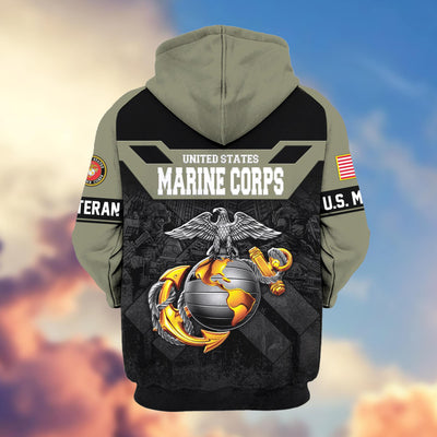 Premium US Veterans Zip Hoodie, Gifts For US Veterans, Gifts On Father's Day, Veterans Day.