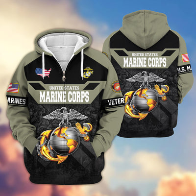Premium US Veterans Zip Hoodie, Gifts For US Veterans, Gifts On Father's Day, Veterans Day.