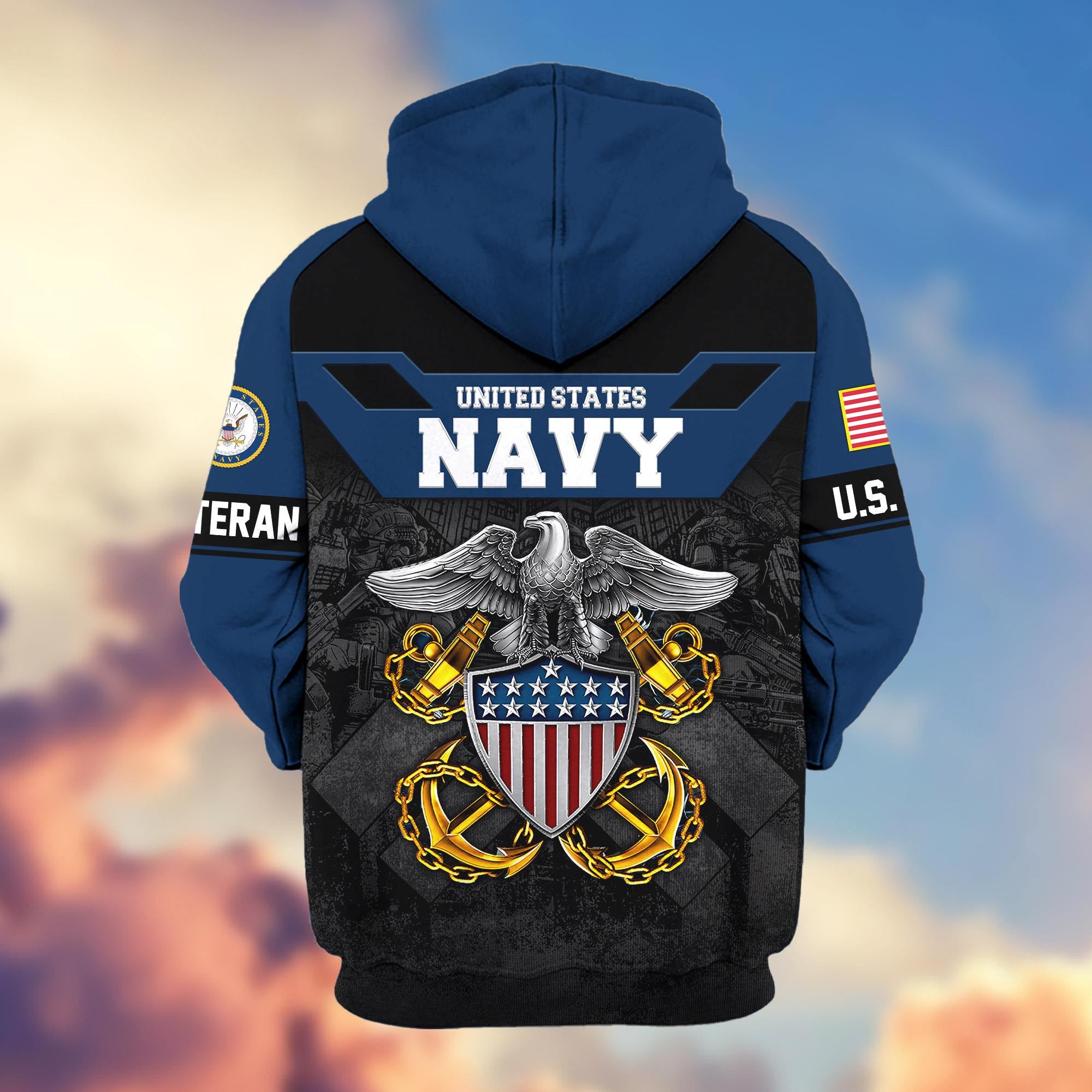 Premium US Veterans Zip Hoodie, Gifts For US Veterans, Gifts On Father's Day, Veterans Day.