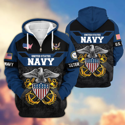 Premium US Veterans Zip Hoodie, Gifts For US Veterans, Gifts On Father's Day, Veterans Day.