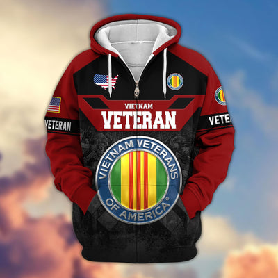 Premium US Veterans Zip Hoodie, Gifts For US Veterans, Gifts On Father's Day, Veterans Day.