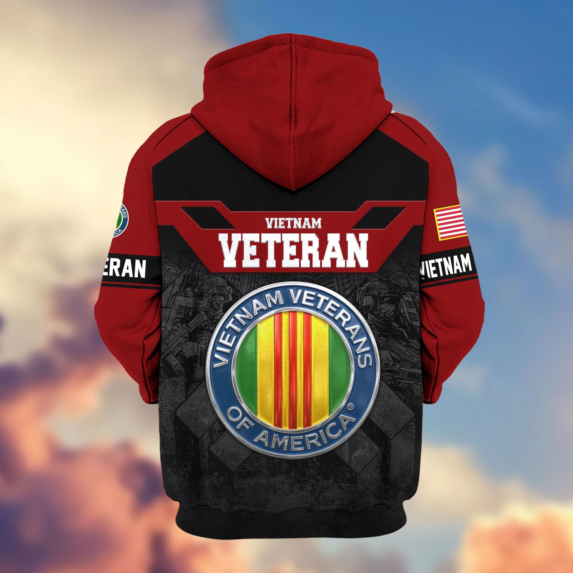 Premium US Veterans Zip Hoodie, Gifts For US Veterans, Gifts On Father's Day, Veterans Day.