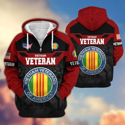 Premium US Veterans Zip Hoodie, Gifts For US Veterans, Gifts On Father's Day, Veterans Day.