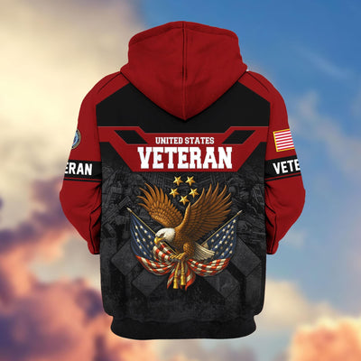 Premium US Veterans Zip Hoodie, Gifts For US Veterans, Gifts On Father's Day, Veterans Day.