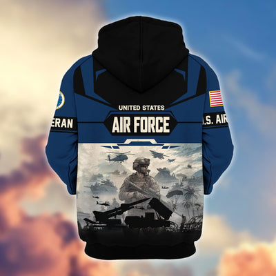 Premium US Veterans Zip Hoodie, Gifts For US Veterans, Gifts On Father's Day, Veterans Day.