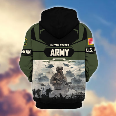 Premium US Veterans Zip Hoodie, Gifts For US Veterans, Gifts On Father's Day, Veterans Day.