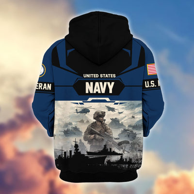 Premium US Veterans Zip Hoodie, Gifts For US Veterans, Gifts On Father's Day, Veterans Day.
