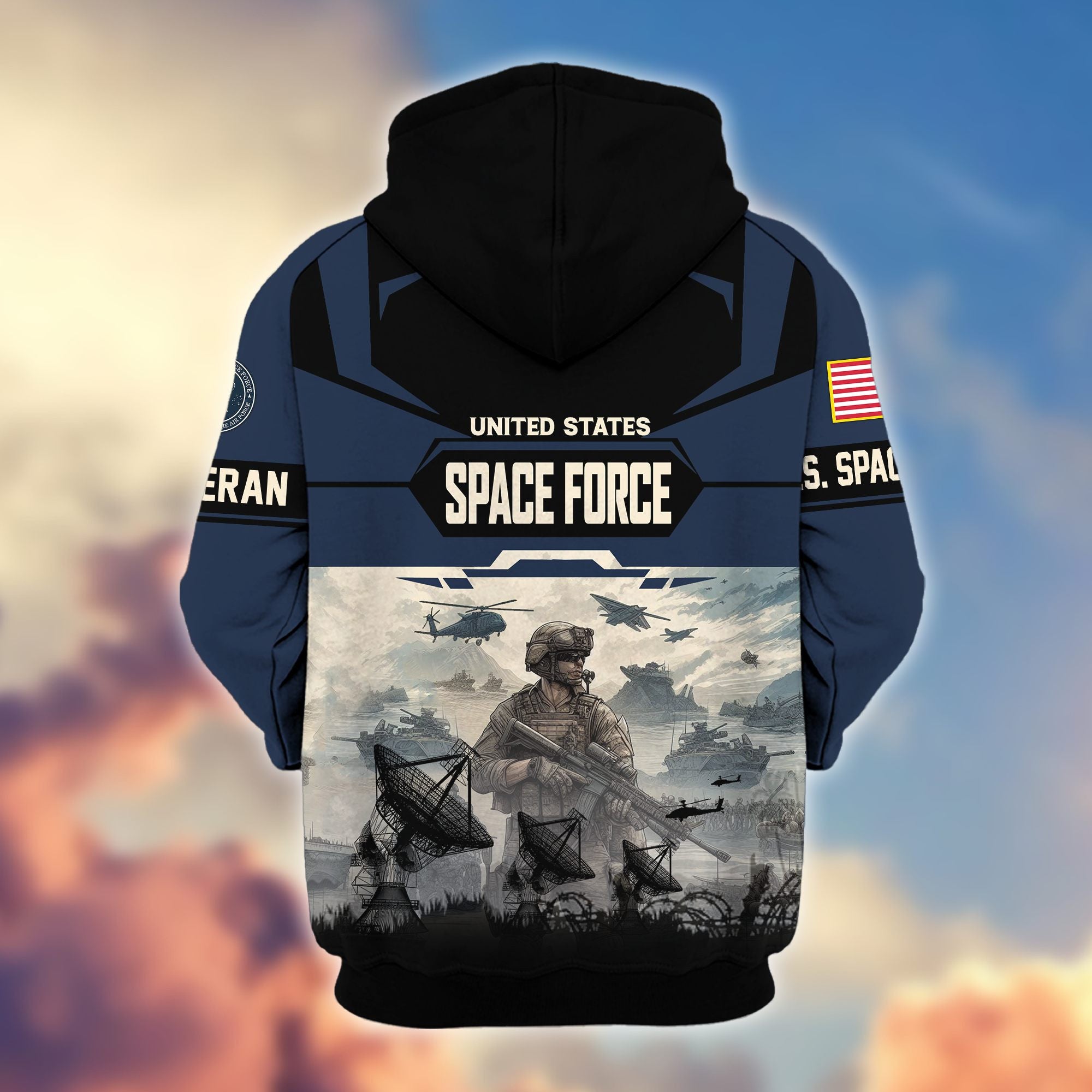 Premium US Veterans Zip Hoodie, Gifts For US Veterans, Gifts On Father's Day, Veterans Day.