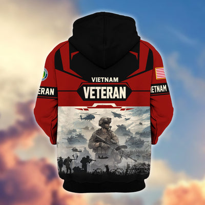 Premium US Veterans Zip Hoodie, Gifts For US Veterans, Gifts On Father's Day, Veterans Day.
