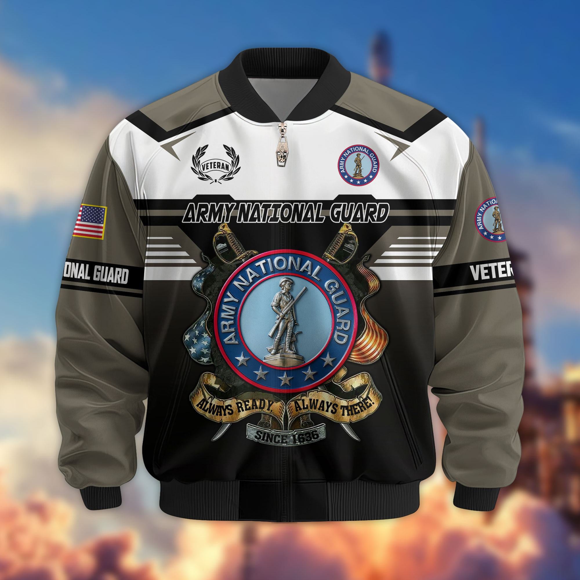 Premium US Veterans Bomber Jacket, Gifts For US Veterans, Gifts On Father's Day, Veterans Day.