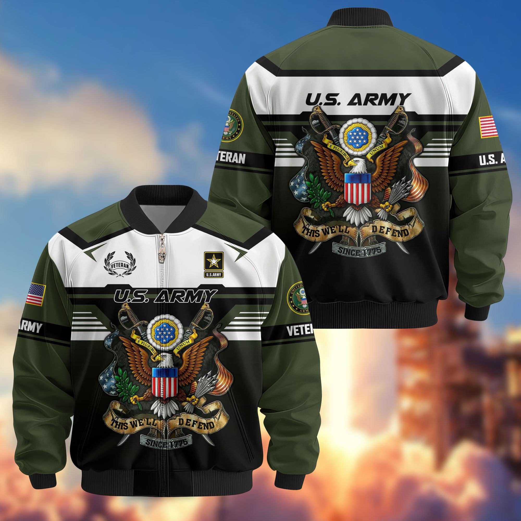 Premium US Veterans Bomber Jacket, Gifts For US Veterans, Gifts On Father's Day, Veterans Day.