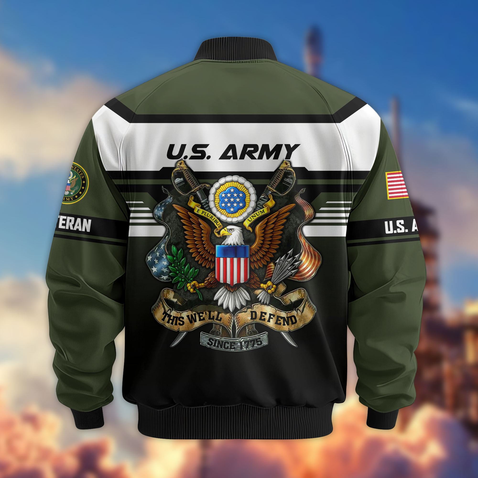 Premium US Veterans Bomber Jacket, Gifts For US Veterans, Gifts On Father's Day, Veterans Day.