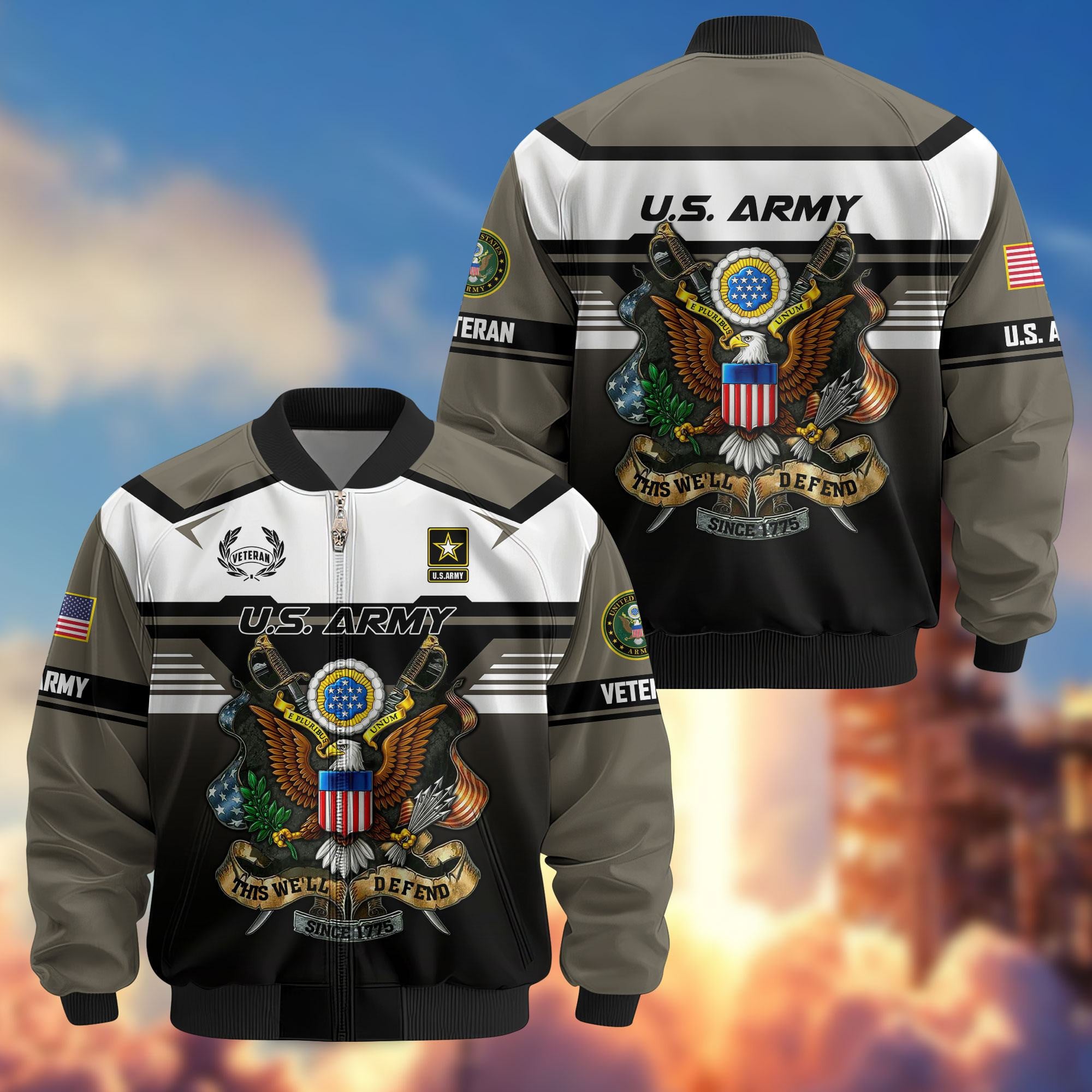 Premium US Veterans Bomber Jacket, Gifts For US Veterans, Gifts On Father's Day, Veterans Day.