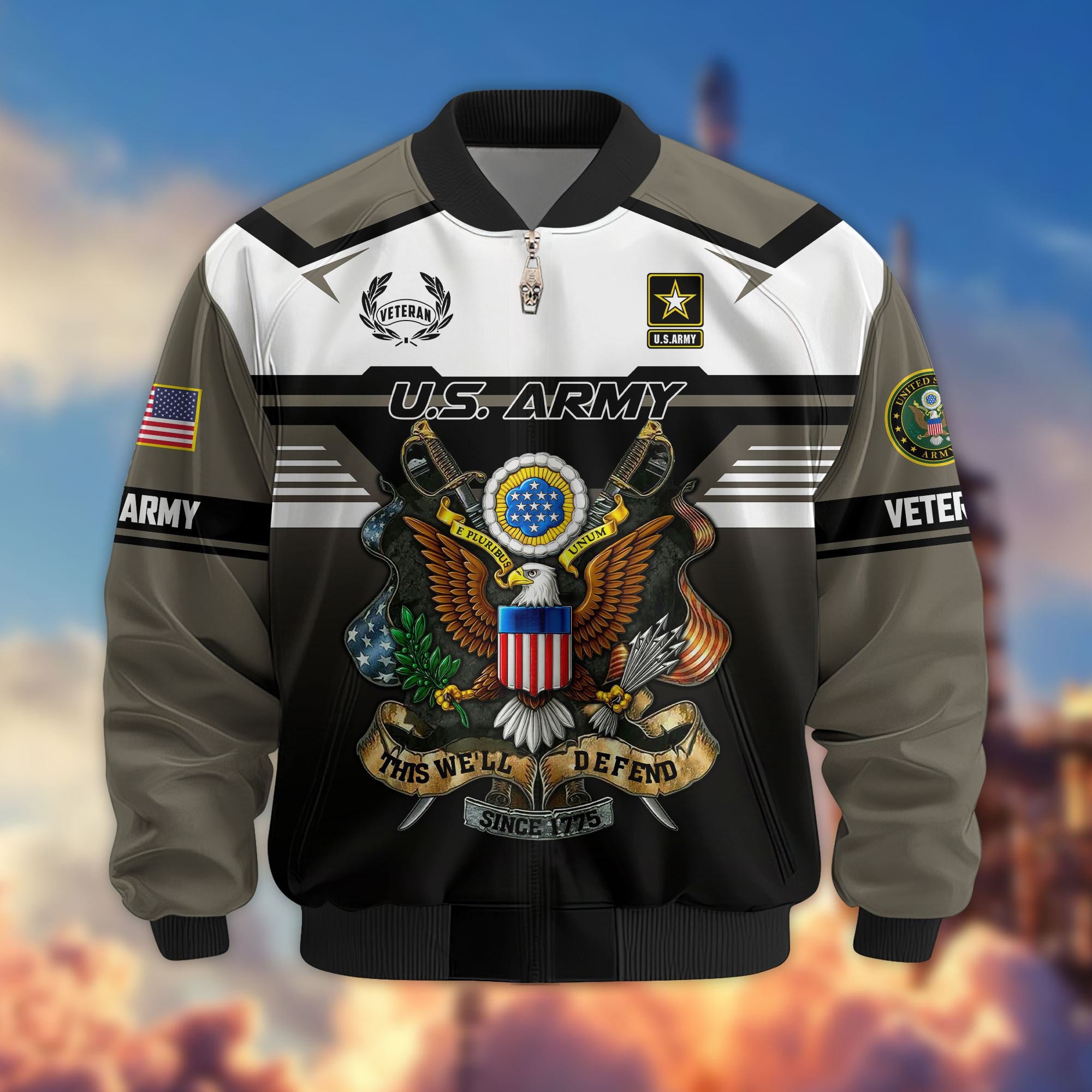 Premium US Veterans Bomber Jacket, Gifts For US Veterans, Gifts On Father's Day, Veterans Day.