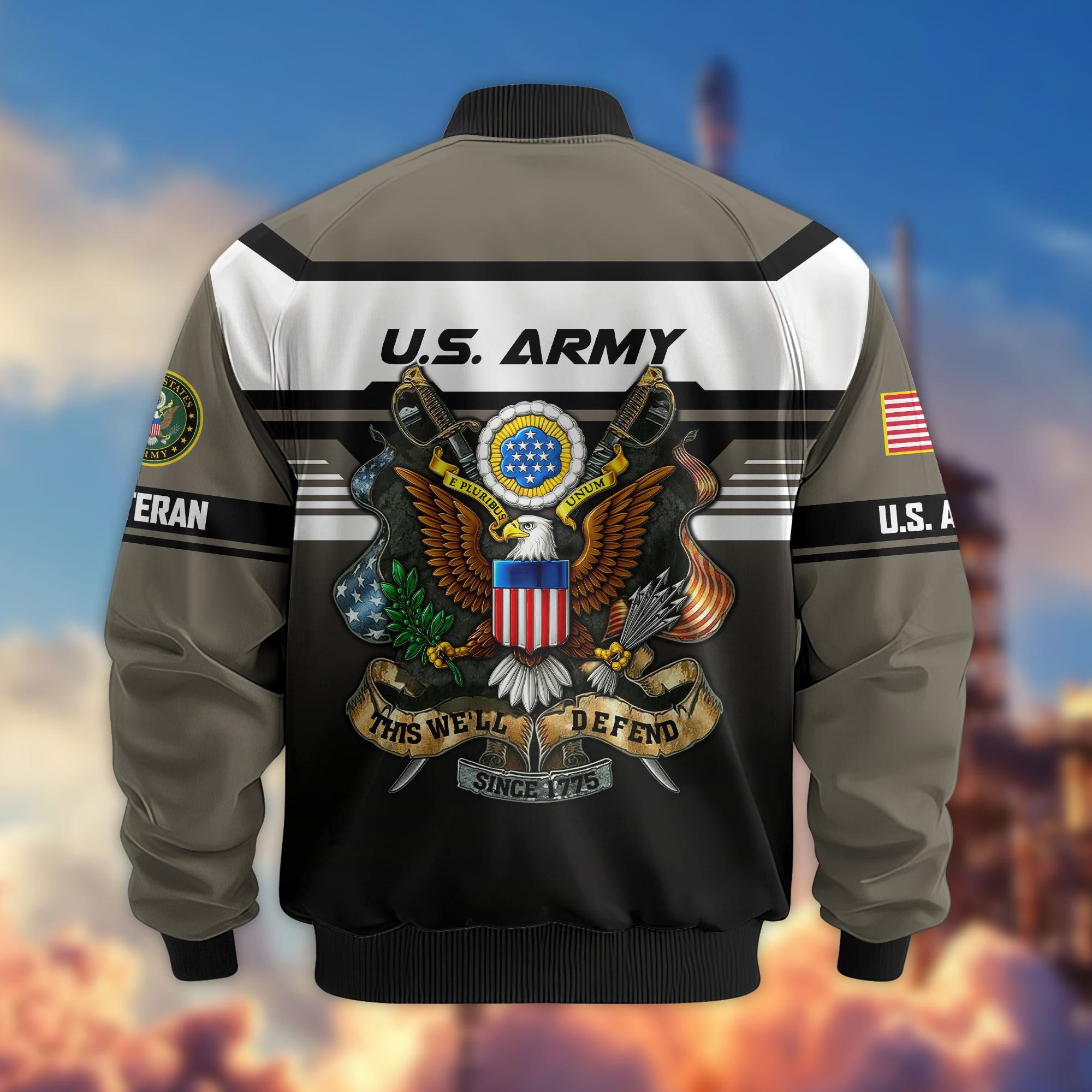 Premium US Veterans Bomber Jacket, Gifts For US Veterans, Gifts On Father's Day, Veterans Day.
