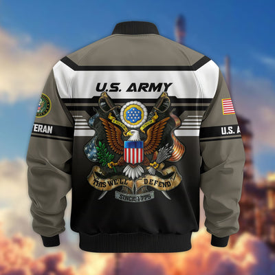 Premium US Veterans Bomber Jacket, Gifts For US Veterans, Gifts On Father's Day, Veterans Day.