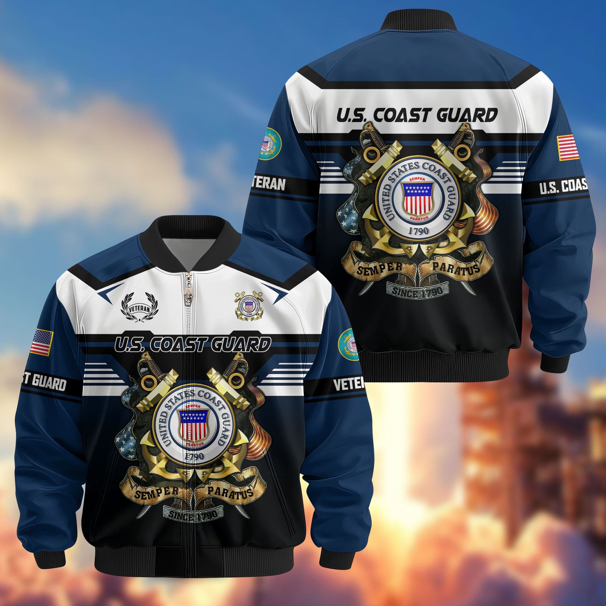 Premium US Veterans Bomber Jacket, Gifts For US Veterans, Gifts On Father's Day, Veterans Day.