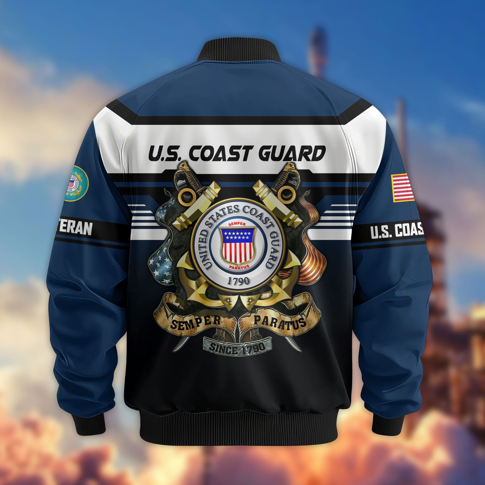 Premium US Veterans Bomber Jacket, Gifts For US Veterans, Gifts On Father's Day, Veterans Day.