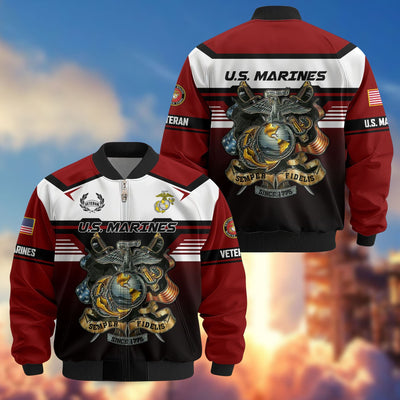 Premium US Veterans Bomber Jacket, Gifts For US Veterans, Gifts On Father's Day, Veterans Day.