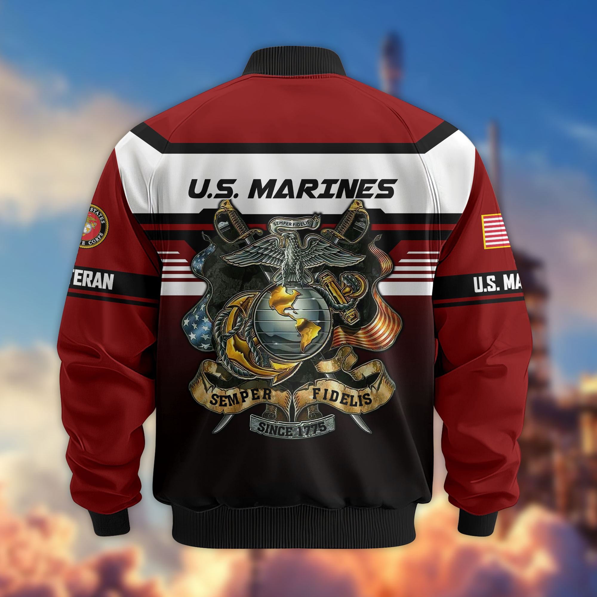 Premium US Veterans Bomber Jacket, Gifts For US Veterans, Gifts On Father's Day, Veterans Day.