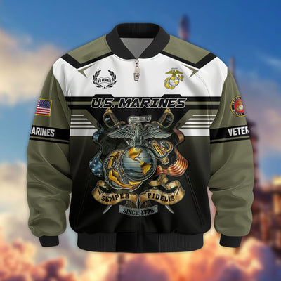 Premium US Veterans Bomber Jacket, Gifts For US Veterans, Gifts On Father's Day, Veterans Day.