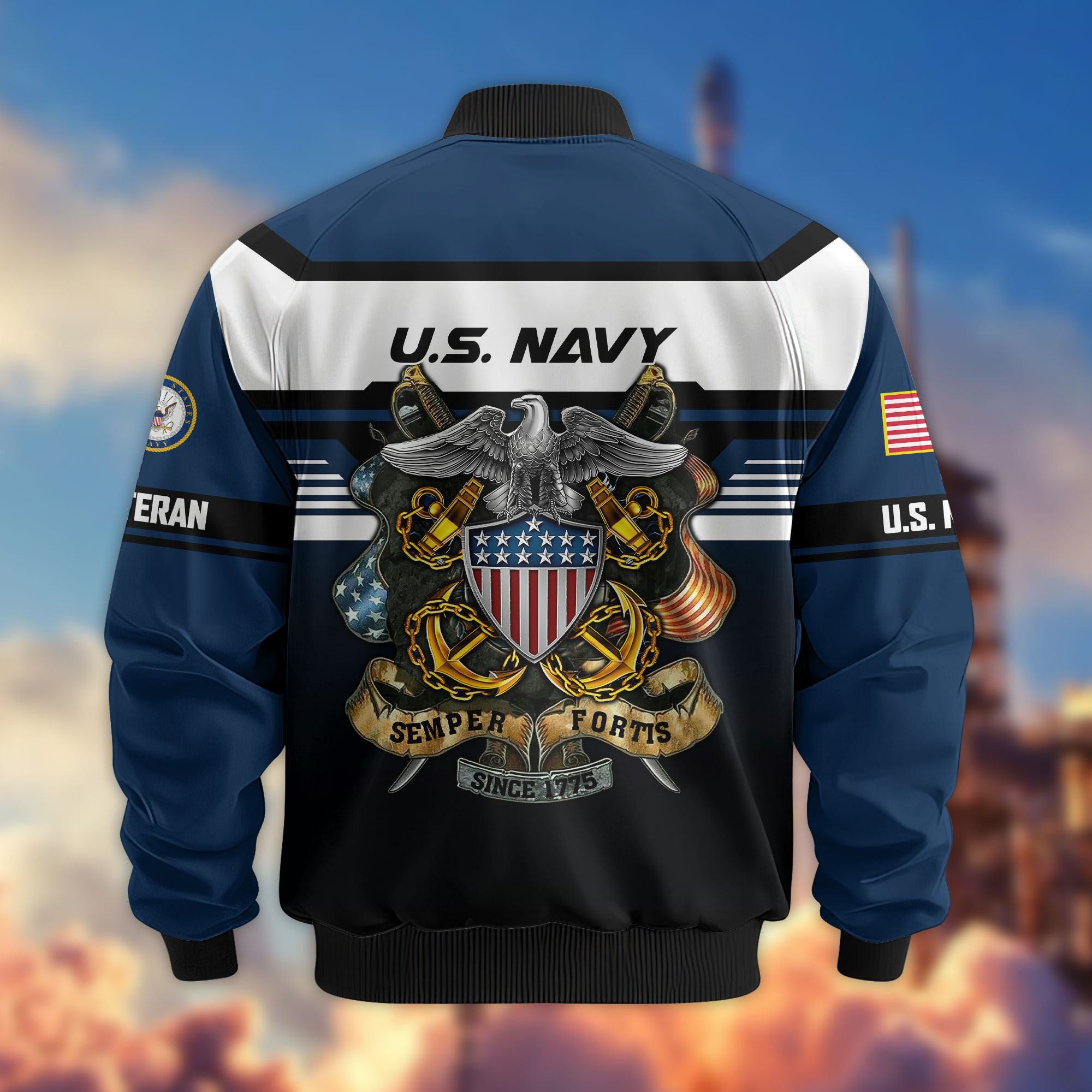 Premium US Veterans Bomber Jacket, Gifts For US Veterans, Gifts On Father's Day, Veterans Day.