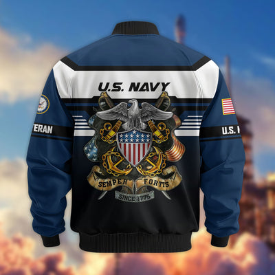 Premium US Veterans Bomber Jacket, Gifts For US Veterans, Gifts On Father's Day, Veterans Day.
