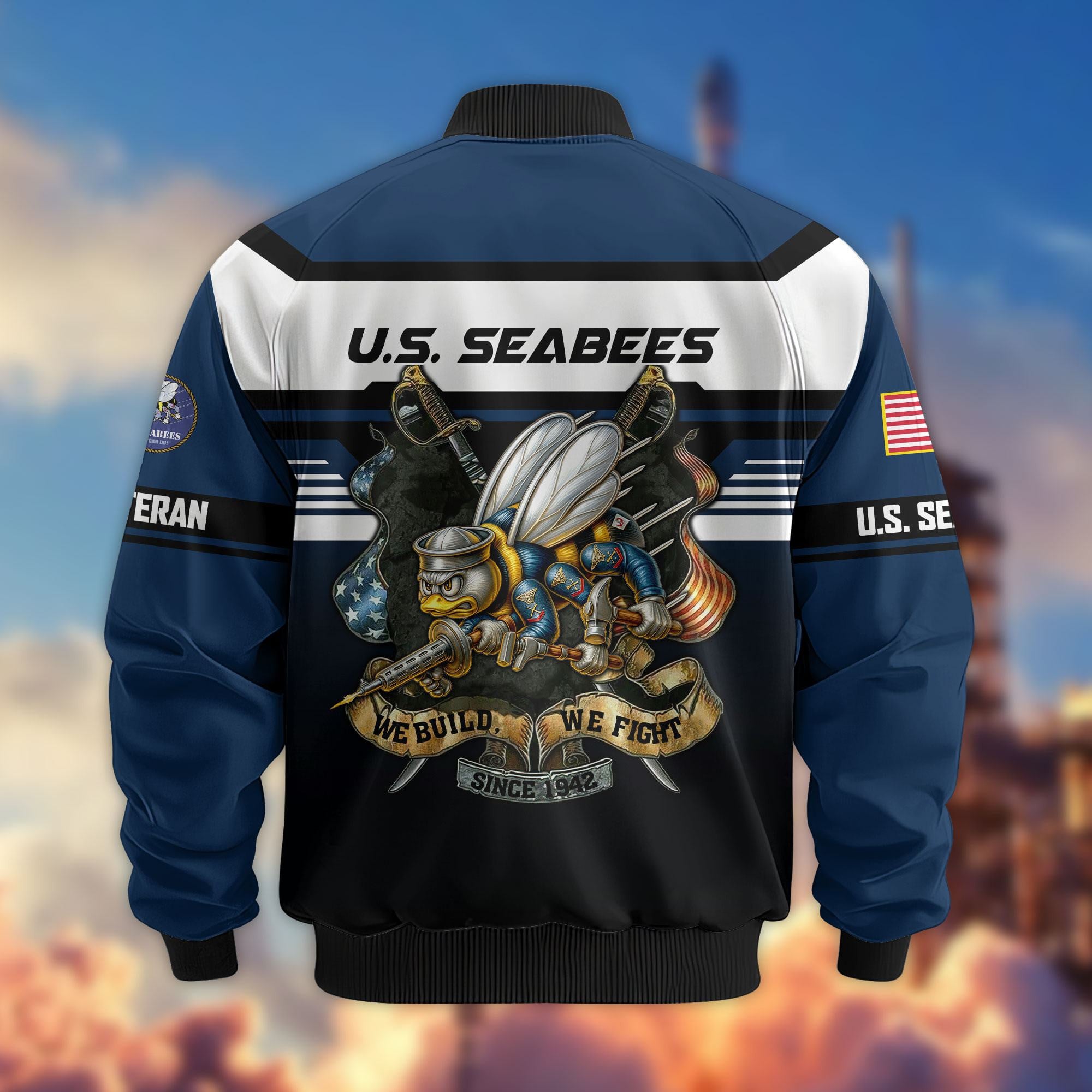 Premium US Veterans Bomber Jacket, Gifts For US Veterans, Gifts On Father's Day, Veterans Day.