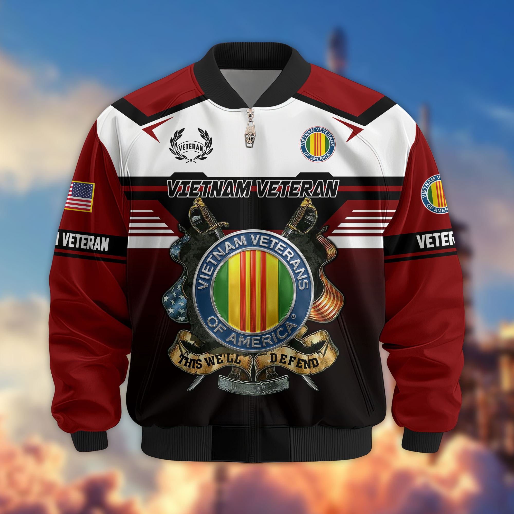 Premium US Veterans Bomber Jacket, Gifts For US Veterans, Gifts On Father's Day, Veterans Day.