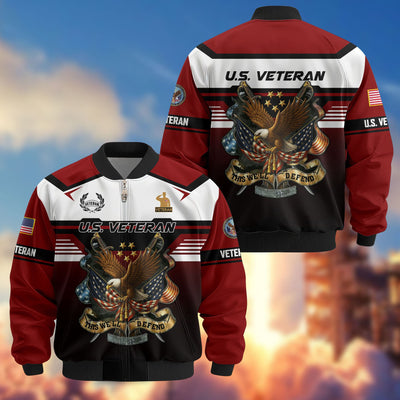 Premium US Veterans Bomber Jacket, Gifts For US Veterans, Gifts On Father's Day, Veterans Day.