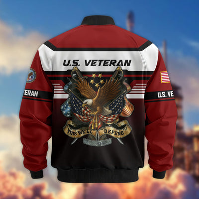 Premium US Veterans Bomber Jacket, Gifts For US Veterans, Gifts On Father's Day, Veterans Day.