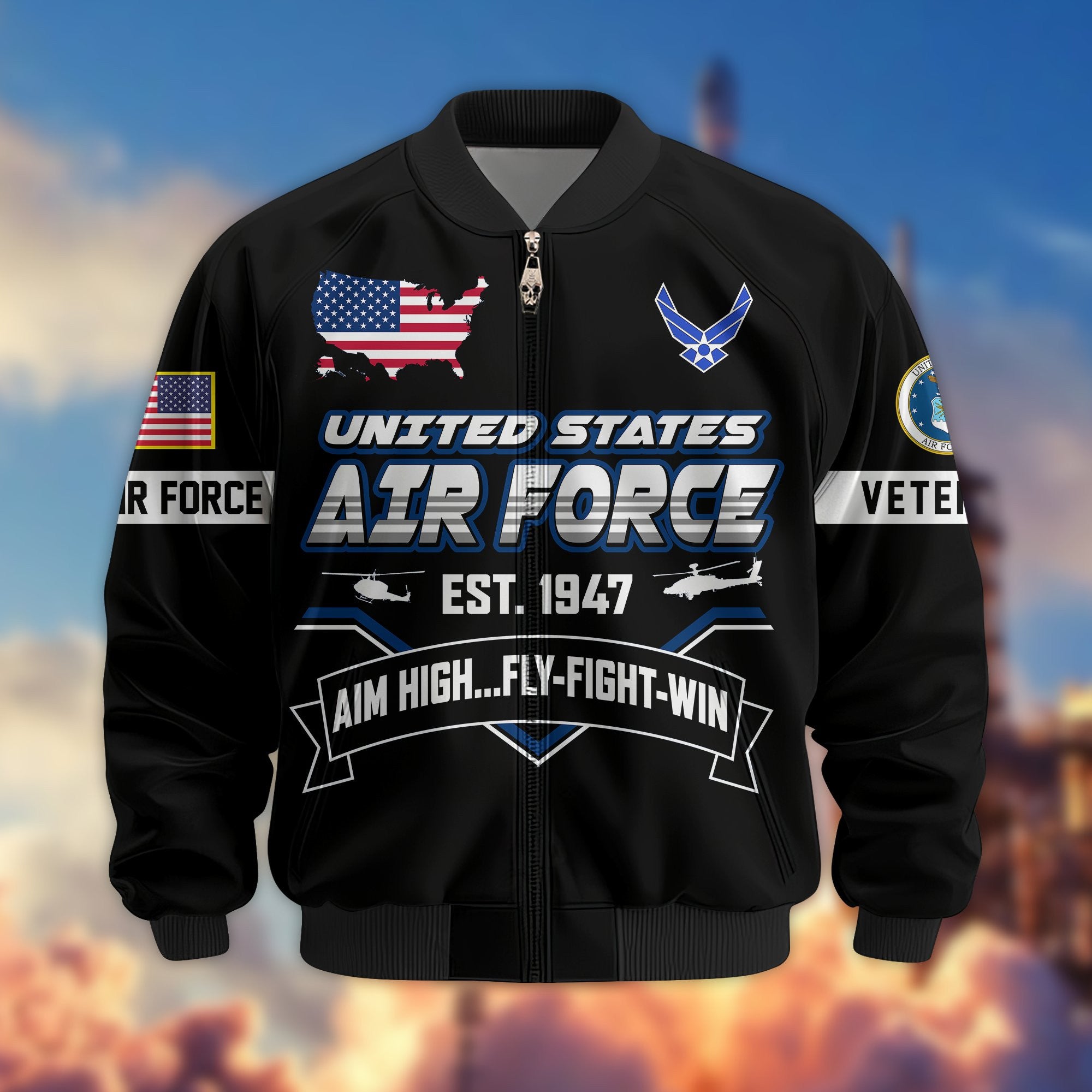 Premium US Veterans Bomber Jacket, Gifts For US Veterans, Gifts On Father's Day, Veterans Day.