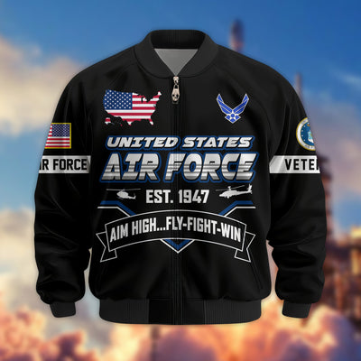 Premium US Veterans Bomber Jacket, Gifts For US Veterans, Gifts On Father's Day, Veterans Day.