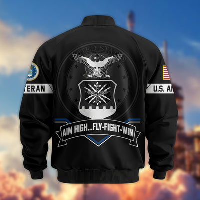 Premium US Veterans Bomber Jacket, Gifts For US Veterans, Gifts On Father's Day, Veterans Day.
