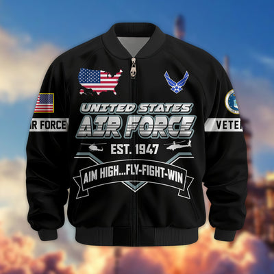 Premium US Veterans Bomber Jacket, Gifts For US Veterans, Gifts On Father's Day, Veterans Day.
