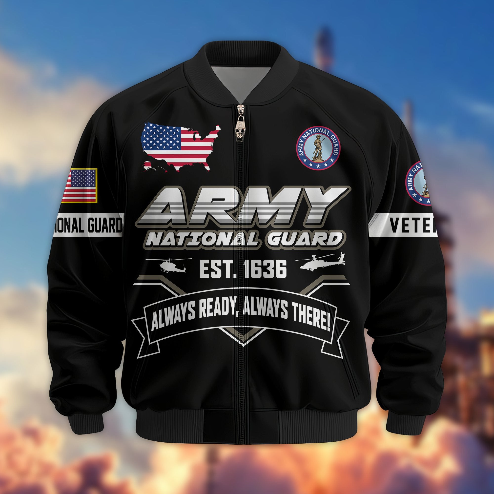 Premium US Veterans Bomber Jacket, Gifts For US Veterans, Gifts On Father's Day, Veterans Day.