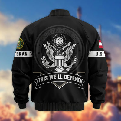Premium US Veterans Bomber Jacket, Gifts For US Veterans, Gifts On Father's Day, Veterans Day.