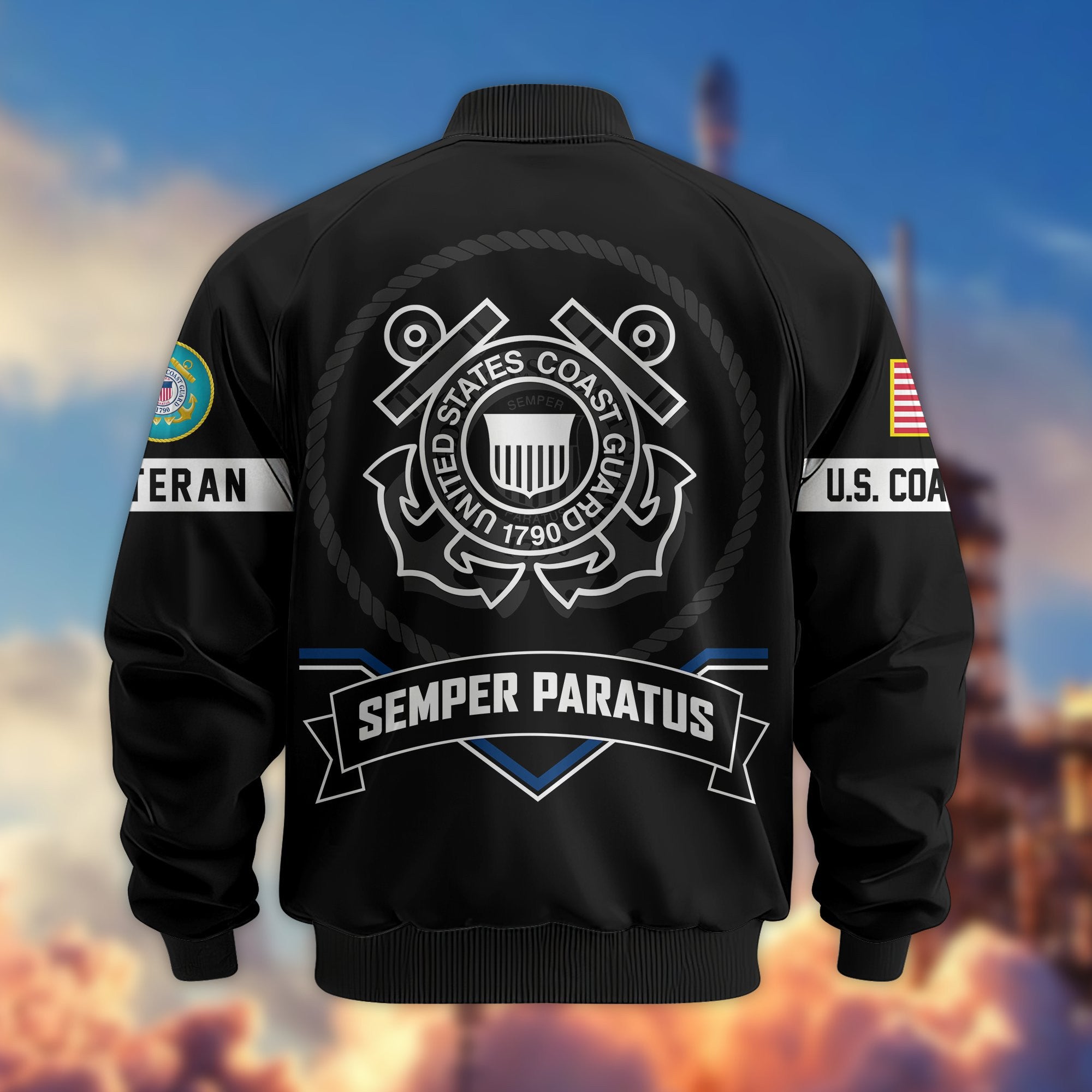 Premium US Veterans Bomber Jacket, Gifts For US Veterans, Gifts On Father's Day, Veterans Day.