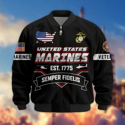 Premium US Veterans Bomber Jacket, Gifts For US Veterans, Gifts On Father's Day, Veterans Day.