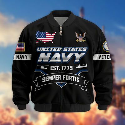 Premium US Veterans Bomber Jacket, Gifts For US Veterans, Gifts On Father's Day, Veterans Day.