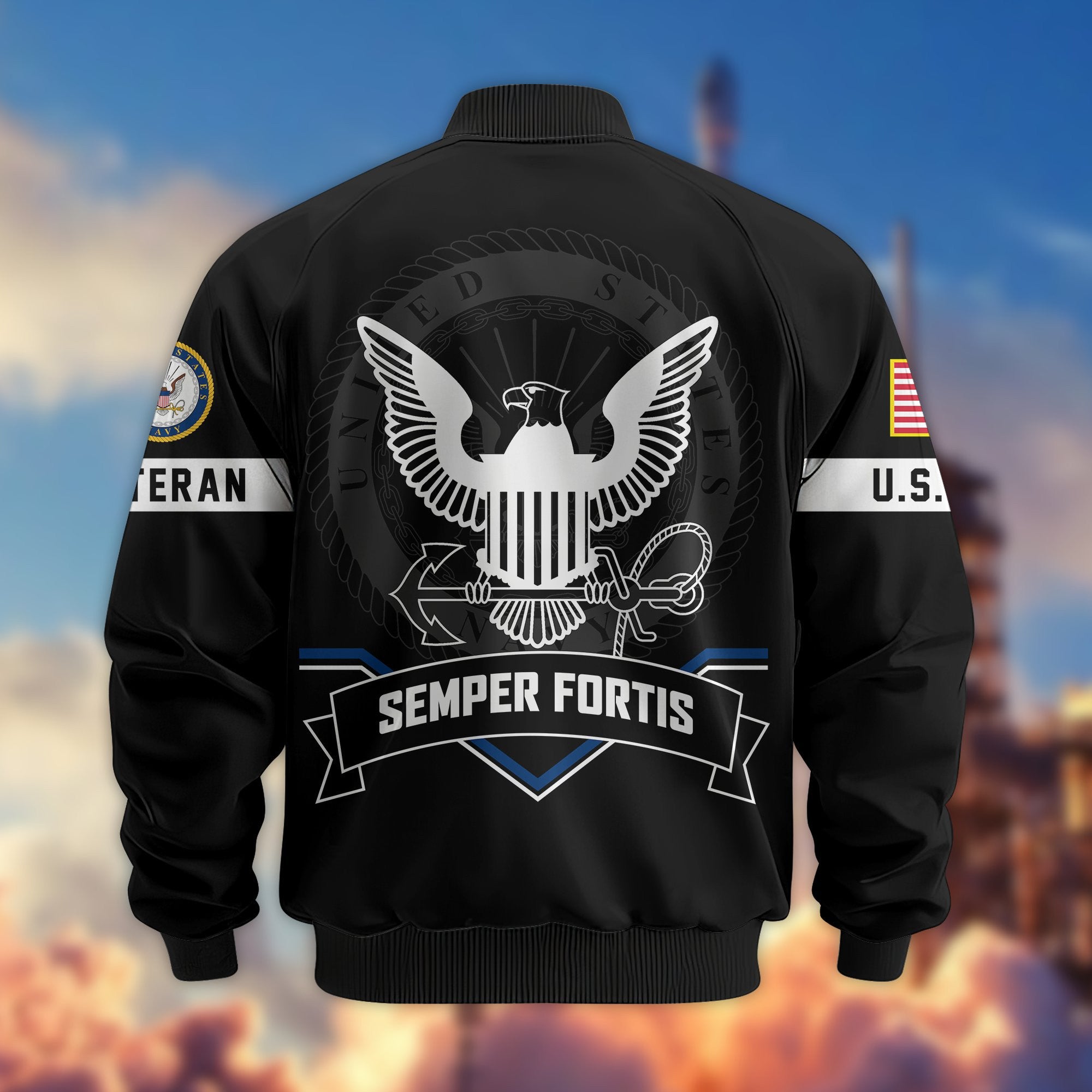 Premium US Veterans Bomber Jacket, Gifts For US Veterans, Gifts On Father's Day, Veterans Day.