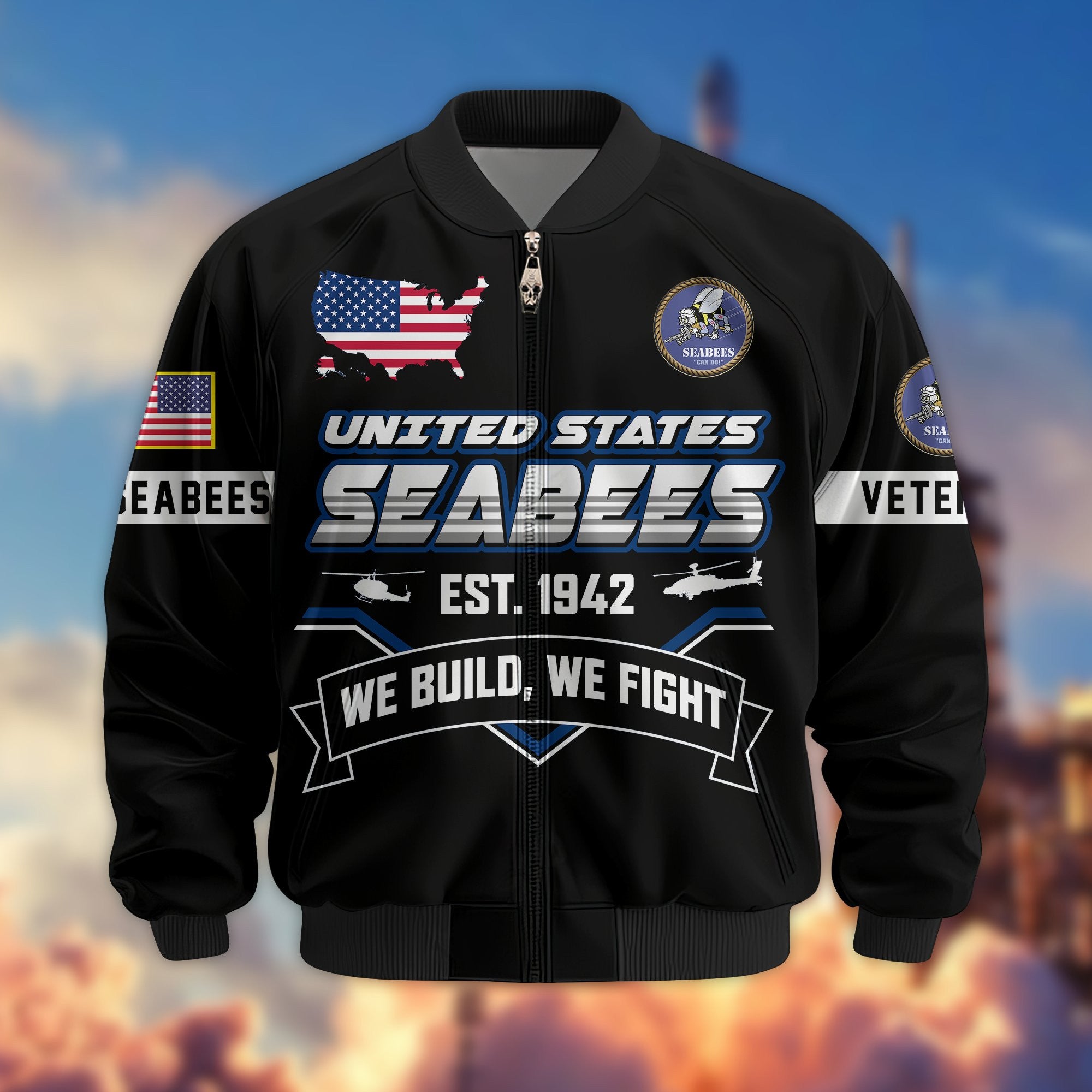 Premium US Veterans Bomber Jacket, Gifts For US Veterans, Gifts On Father's Day, Veterans Day.