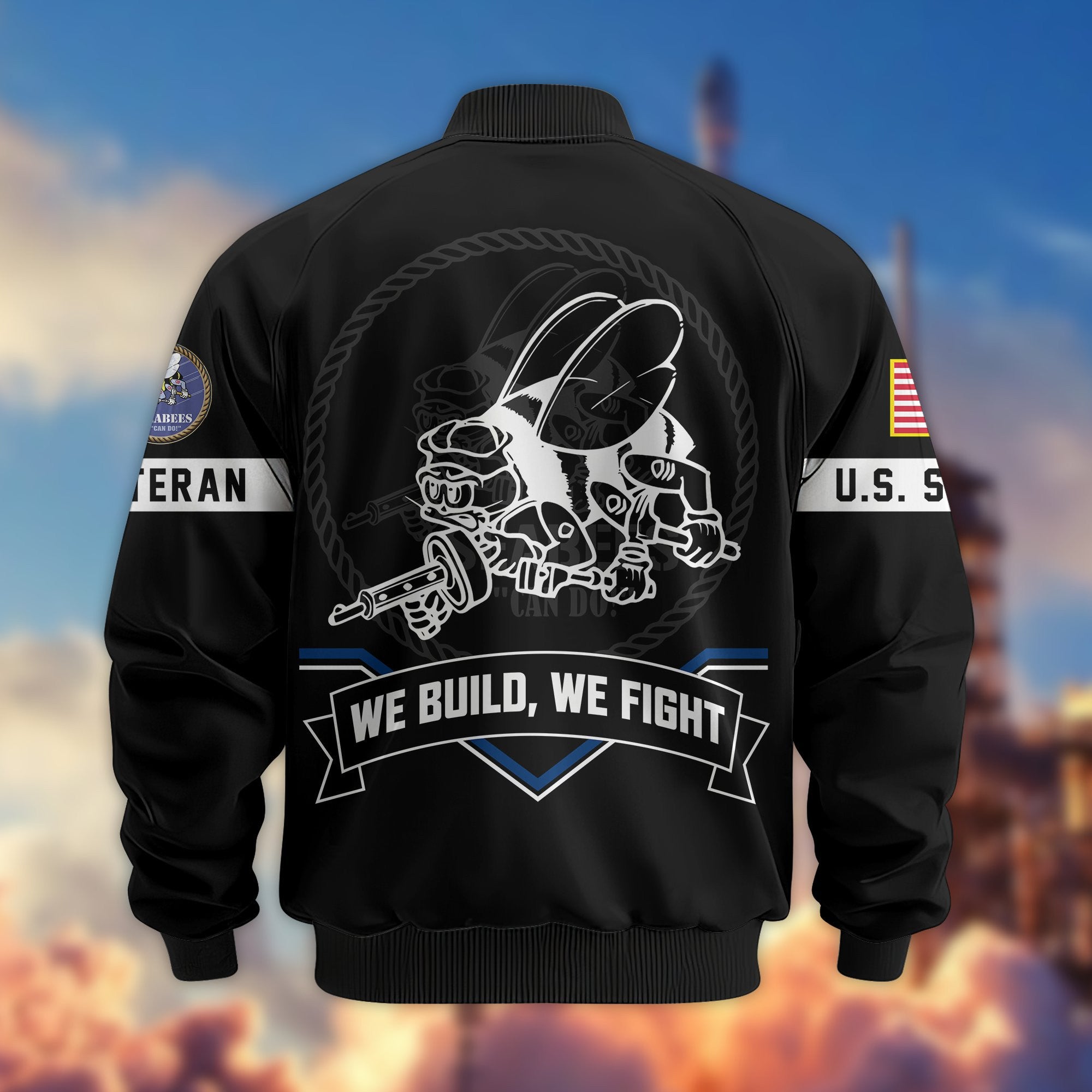Premium US Veterans Bomber Jacket, Gifts For US Veterans, Gifts On Father's Day, Veterans Day.