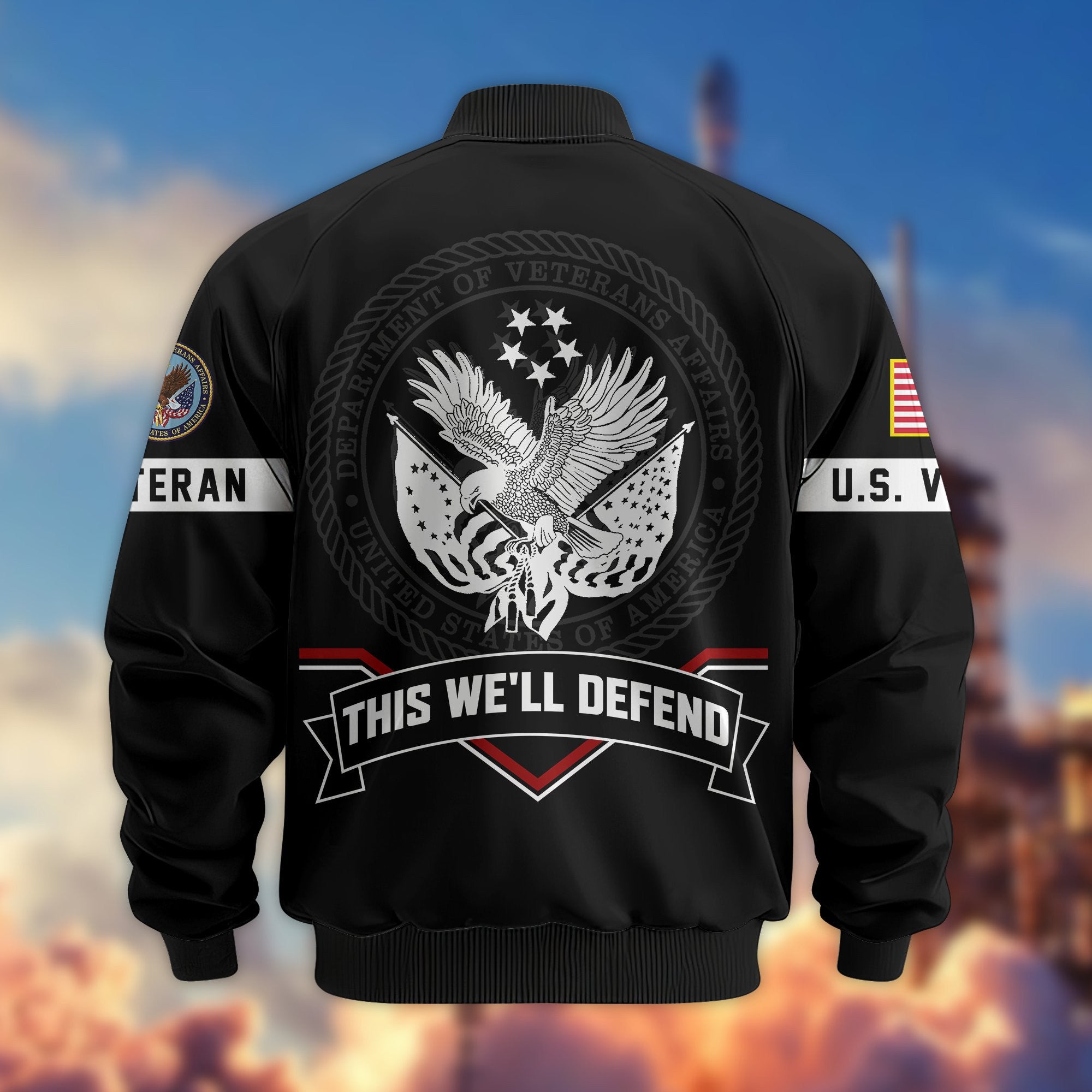 Premium US Veterans Bomber Jacket, Gifts For US Veterans, Gifts On Father's Day, Veterans Day.