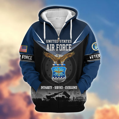 Premium US Veterans Zip Hoodie, Gifts For US Veterans, Gifts On Father's Day, Veterans Day.