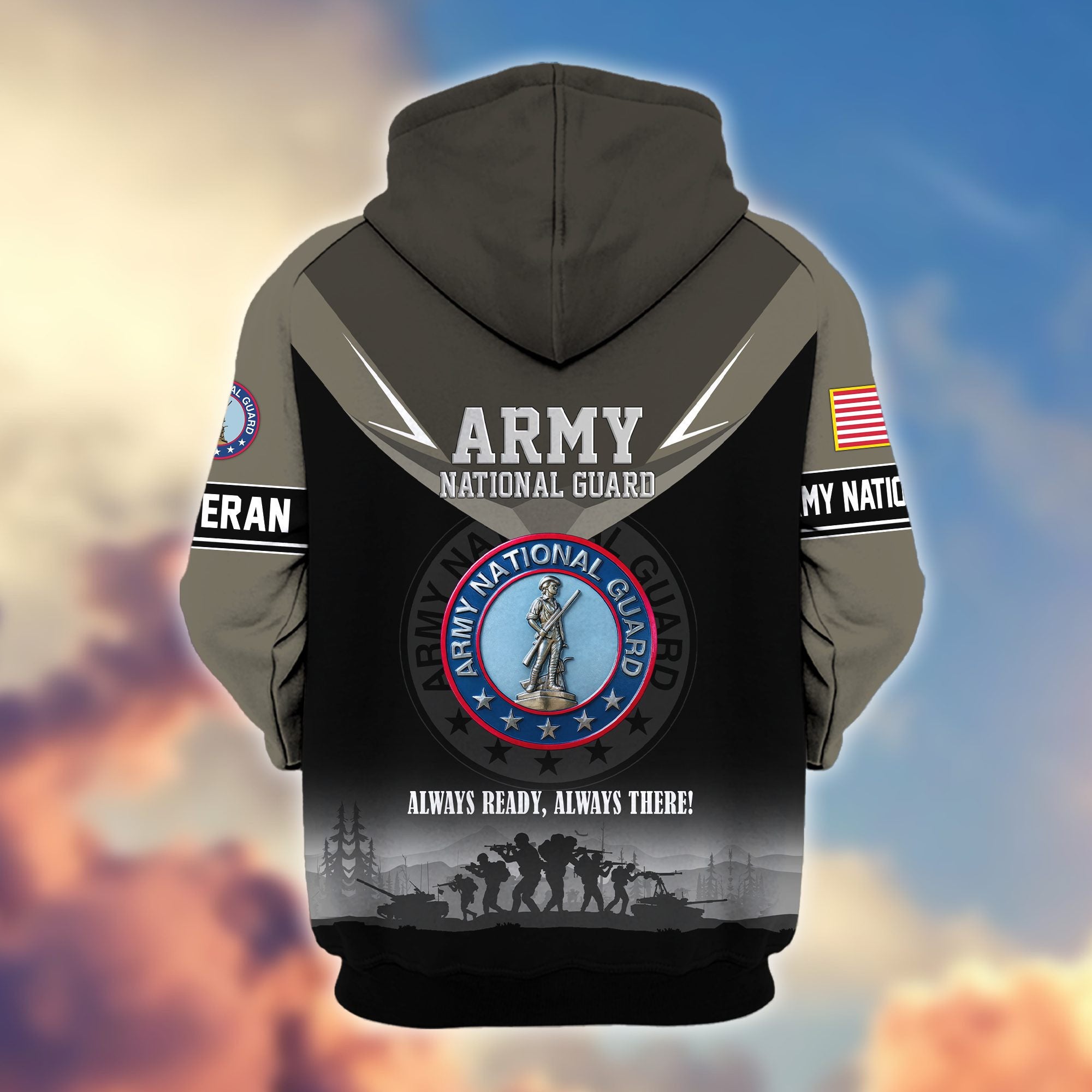 Premium US Veterans Zip Hoodie, Gifts For US Veterans, Gifts On Father's Day, Veterans Day.