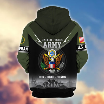Premium US Veterans Zip Hoodie, Gifts For US Veterans, Gifts On Father's Day, Veterans Day.